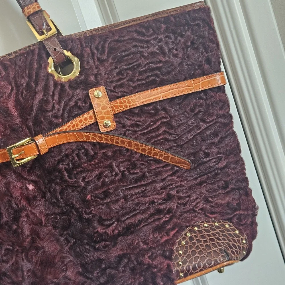 ETRO Velvet Embossed Leather Tote Bag‎ Purse